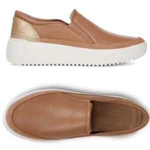 🆕 VIONIC Platform Sneaker Slip On Tan Leather Brown 11 Orthotic Walking Travel